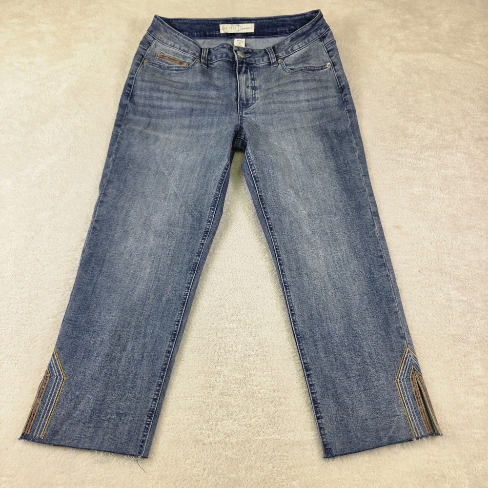 EST 1946 Denim Mid-Rise Skinny Jeans Blue Raw Hem Size 6 Cropped Capris